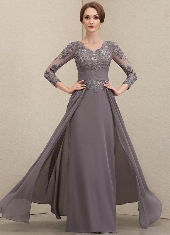 Robe de Soirée Gris Sophistiqué