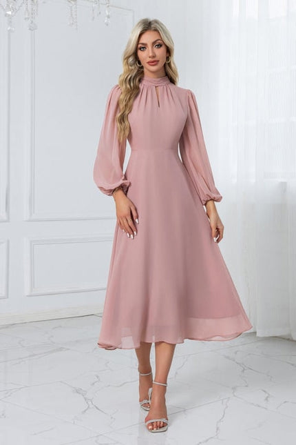 Robe de Soirée Midi Rose Poudré - gallery 5