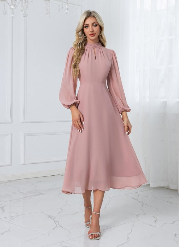 Robe de Soirée Midi Rose Poudré - gallery 5