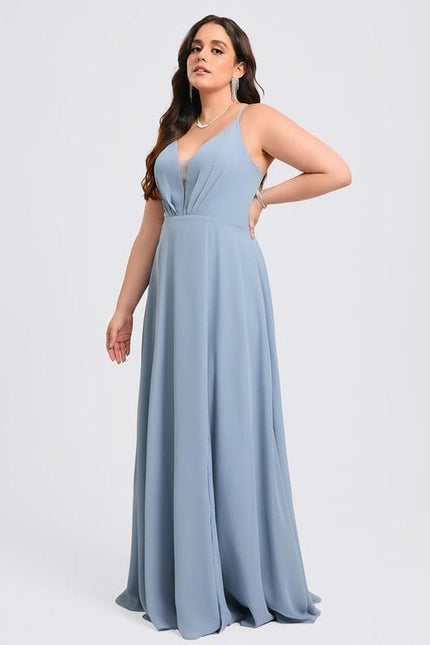 Robe de Soirée Mousseline Beige - gallery 8