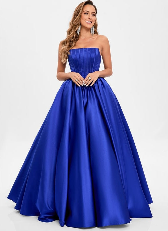 Robe de Soirée Satin Luxe Bleu