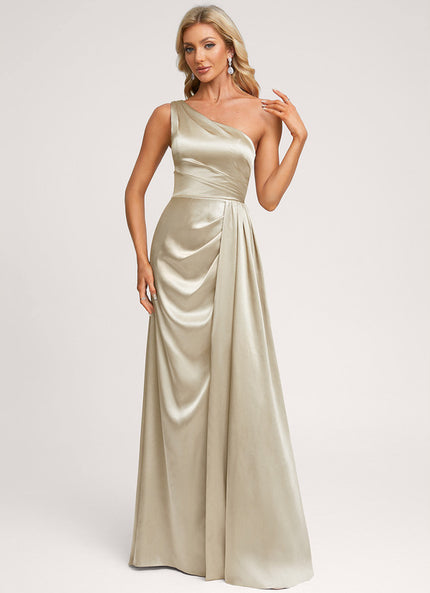 Robe de Soirée Bleu Satiné Élégant