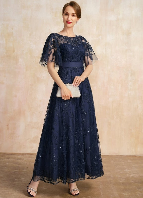 Robe de Soirée Élégance Marine Dentelle - gallery 4