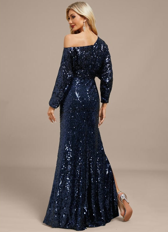 Robe de Soirée Pailletée Marine - gallery 6