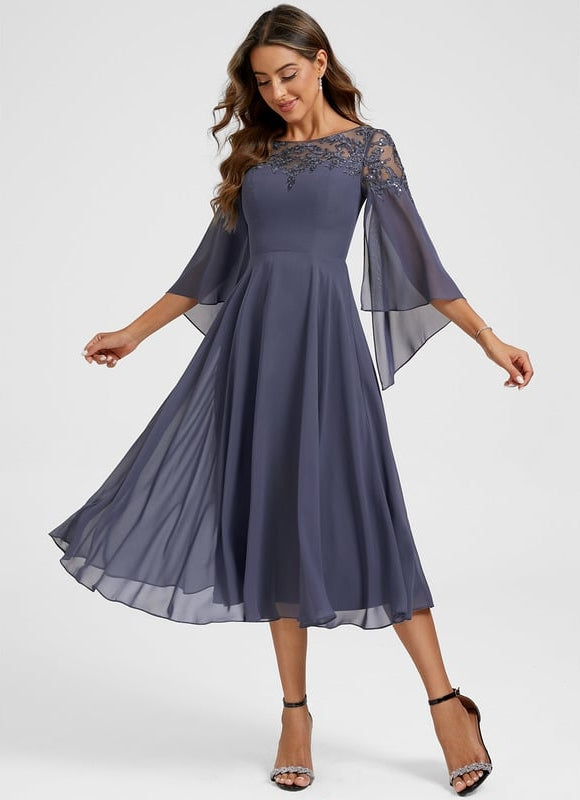 Robe de Soirée Fluide Mauve