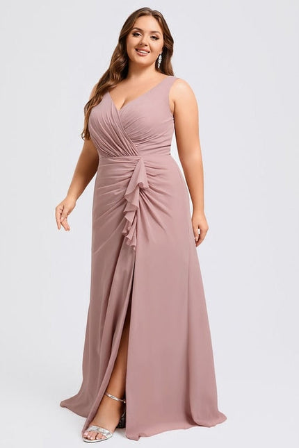 Robe de Soirée Mousseline Beige - gallery 9
