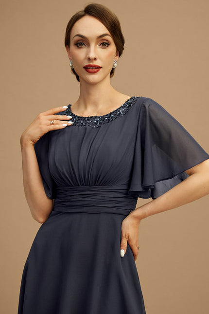 Robe de Soirée Longue Bleue De Cérémonie Plissée À Paillettes - gallery 6