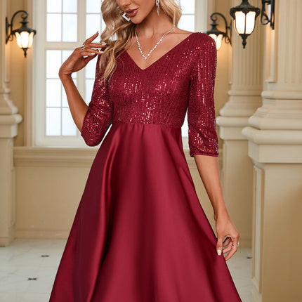 Robe de Soirée Bordeaux Éclatante