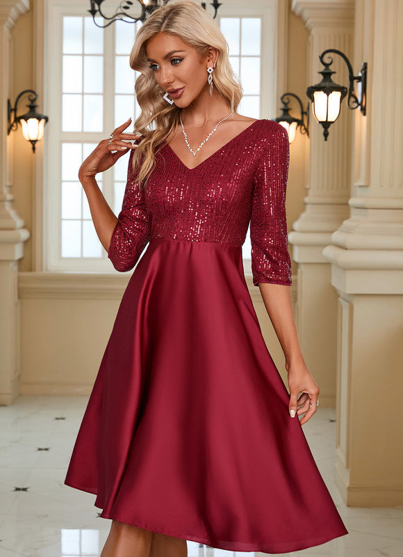 Robe de Soirée Bordeaux Éclatante