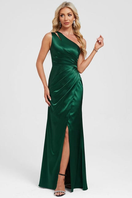 Robe De Soirée Satin Vert - gallery 5