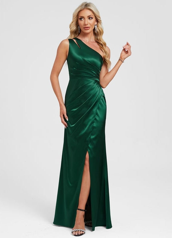 Robe De Soirée Satin Vert - gallery 5