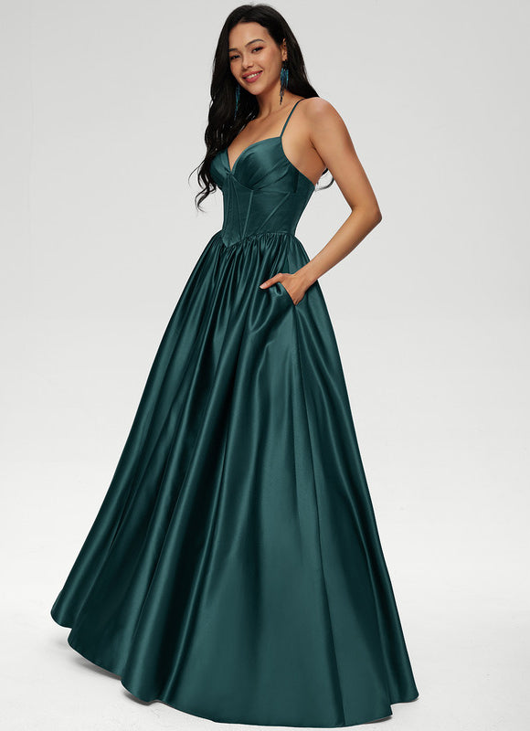 Robe de Soirée Émeraude Satinée - gallery 1