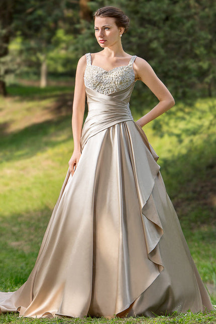 Robe de Soirée Satin Éclat Doré