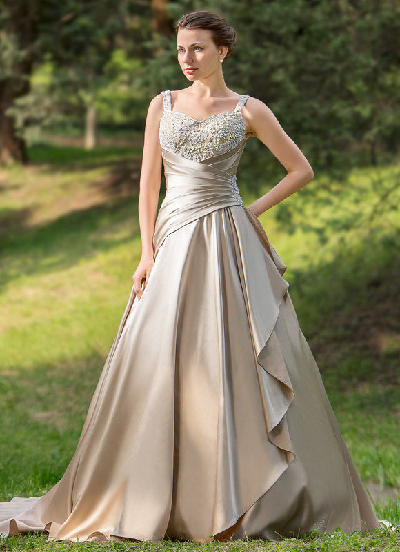 Robe de Soirée Satin Éclat Doré