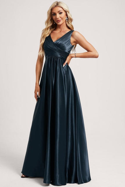 Robe de Soirée Satin Vert Pâle - gallery 3