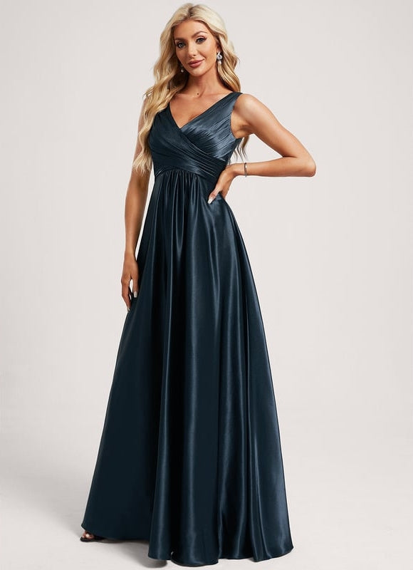 Robe de Soirée Satin Vert Pâle - gallery 3