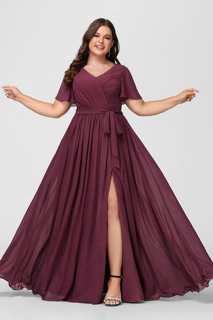 Robe de Soirée Mousseline Beige - gallery 6