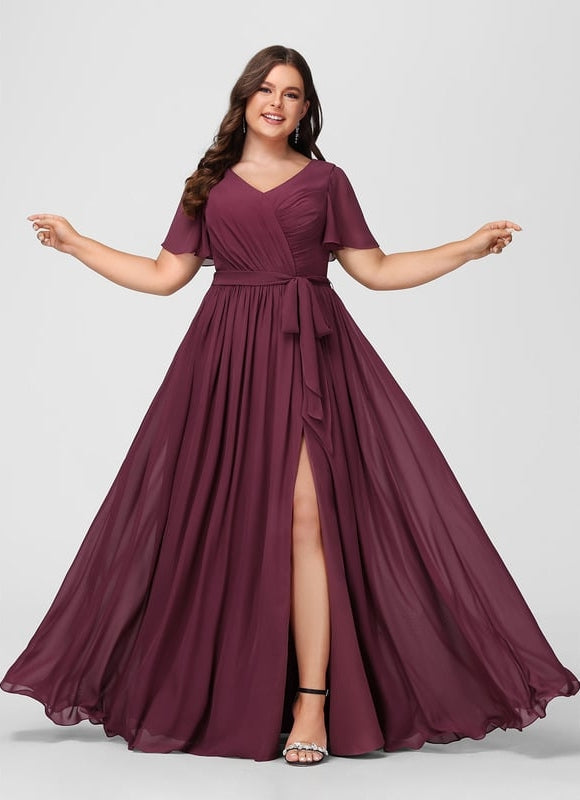 Robe de Soirée Mousseline Beige - gallery 6