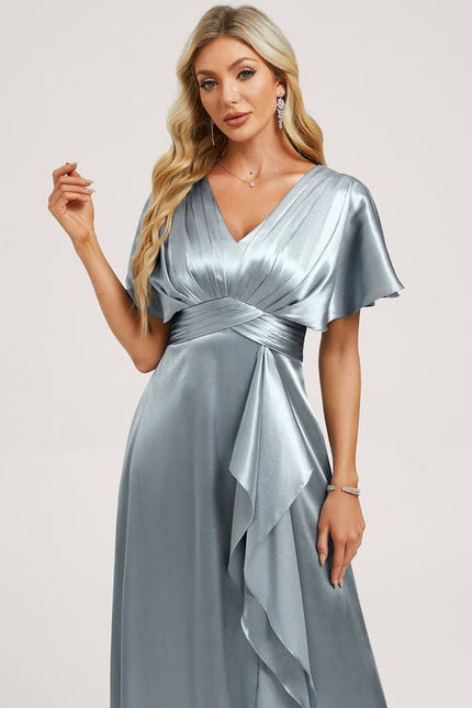 Robe de Soirée Satin Vert Pâle - gallery 3