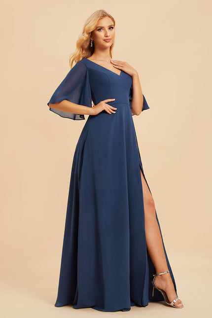 Robe de Soirée Mousseline Beige - gallery 3