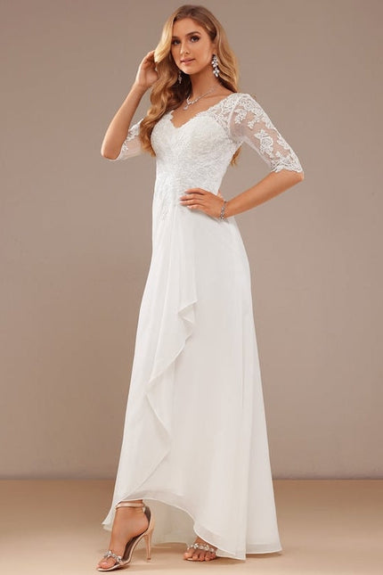 Robe De Soirée En Soie Blanche - gallery 6