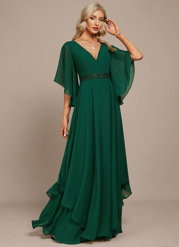 Robe de Soirée Émeraude Flottante