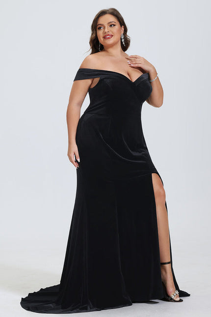 Robe de Soirée Velours Noir Élancé - gallery 8