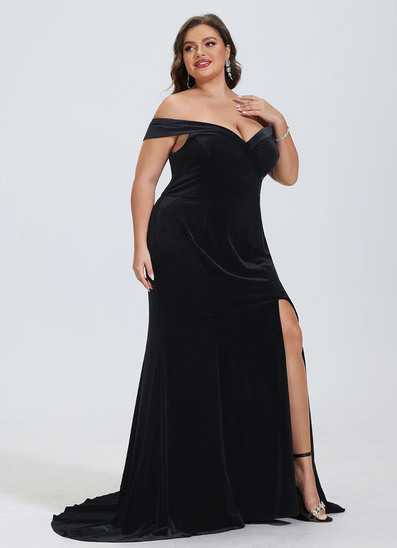 Robe de Soirée Velours Noir Élancé - gallery 8