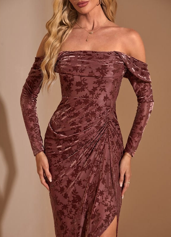 Robe de Soirée Velours Bourgogne - gallery 3