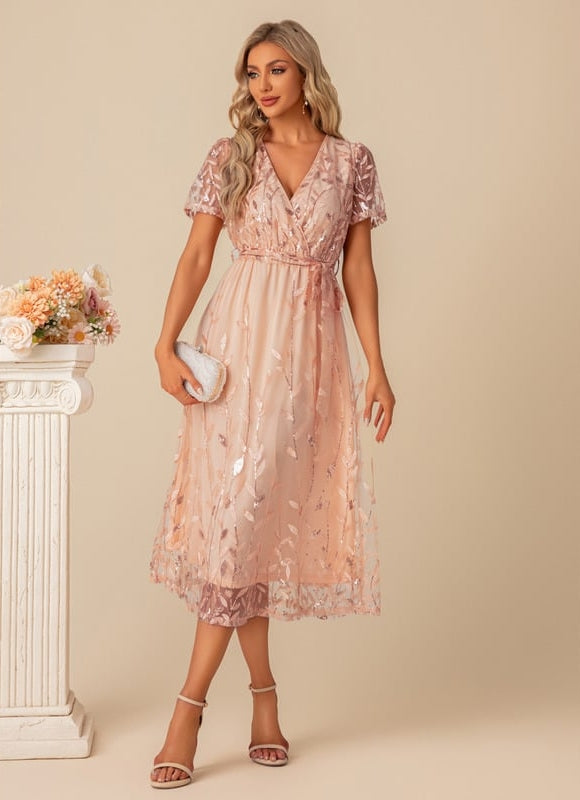 Robe De Soirée Dentelle Rose
