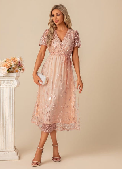 Robe De Soirée Dentelle Rose
