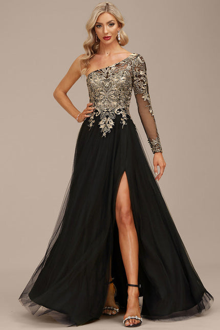 Robe de Soirée Noir Futuriste