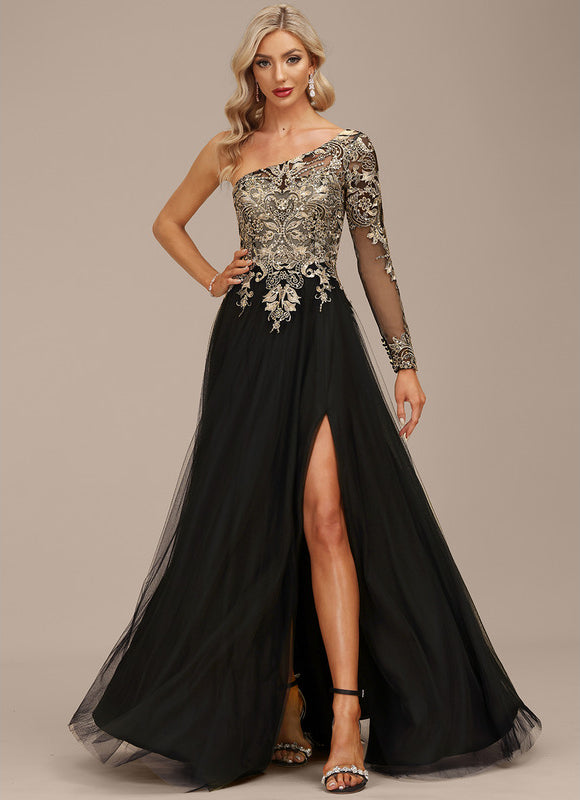 Robe de Soirée Noir Futuriste