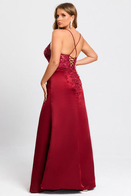Robe de Soirée Satin Rubis Élancé - gallery 8