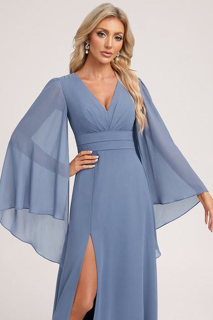 Robe de Soirée Mousseline Beige - gallery 5