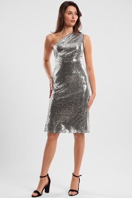 Robe De Soirée Asymétrique Froncée À Une Épaule - gallery 1
