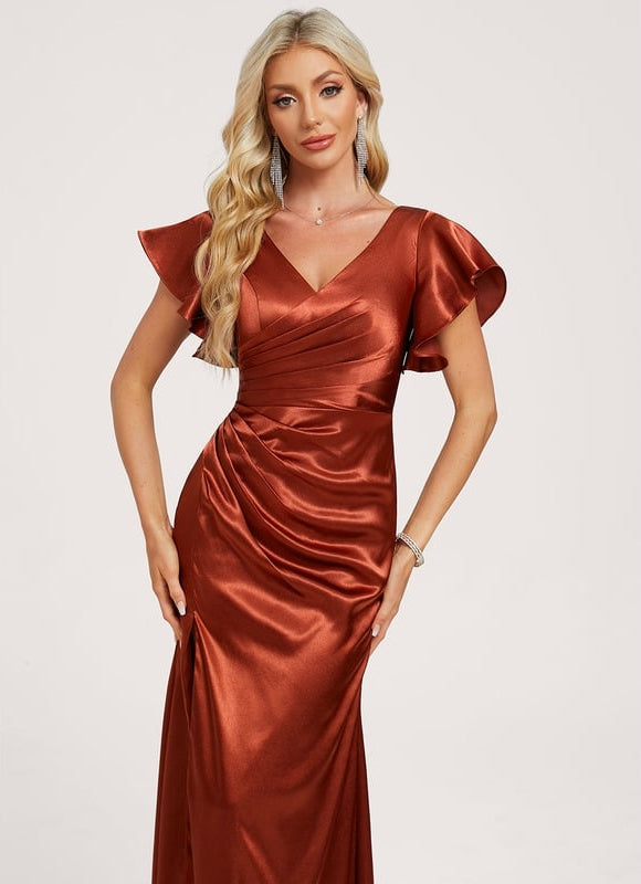 Robe de Soirée Satin Vert Pâle - gallery 4