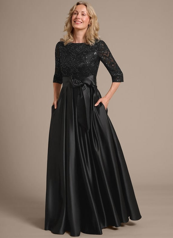 Robe De Soirée Soie Et Dentelle - gallery 4