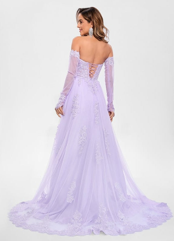 Robe de Soirée Lilas Élégante - gallery 1