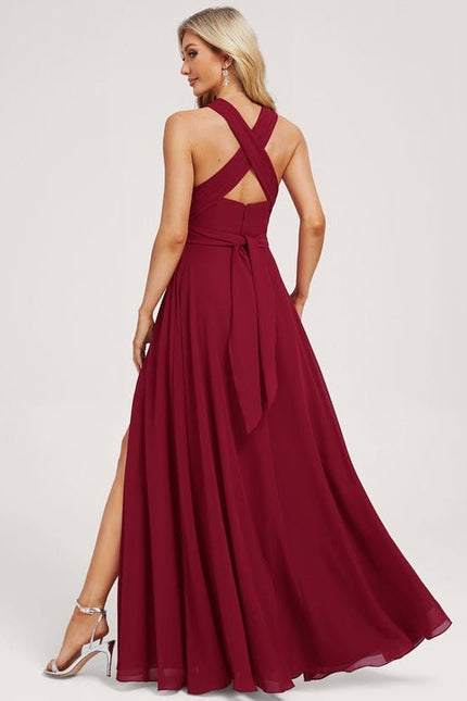 Robe de Soirée Bordeaux Fluide - gallery 9