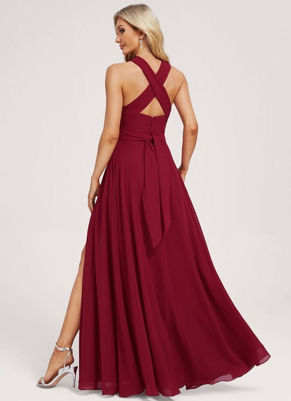 Robe de Soirée Bordeaux Fluide - gallery 9