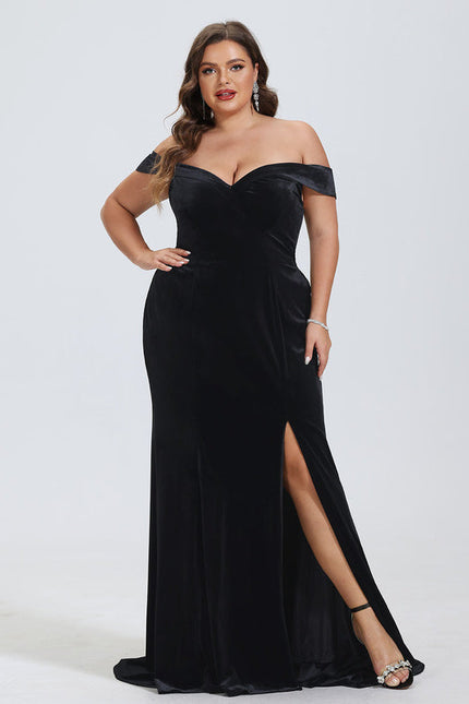 Robe de Soirée Velours Noir Élancé - gallery 4