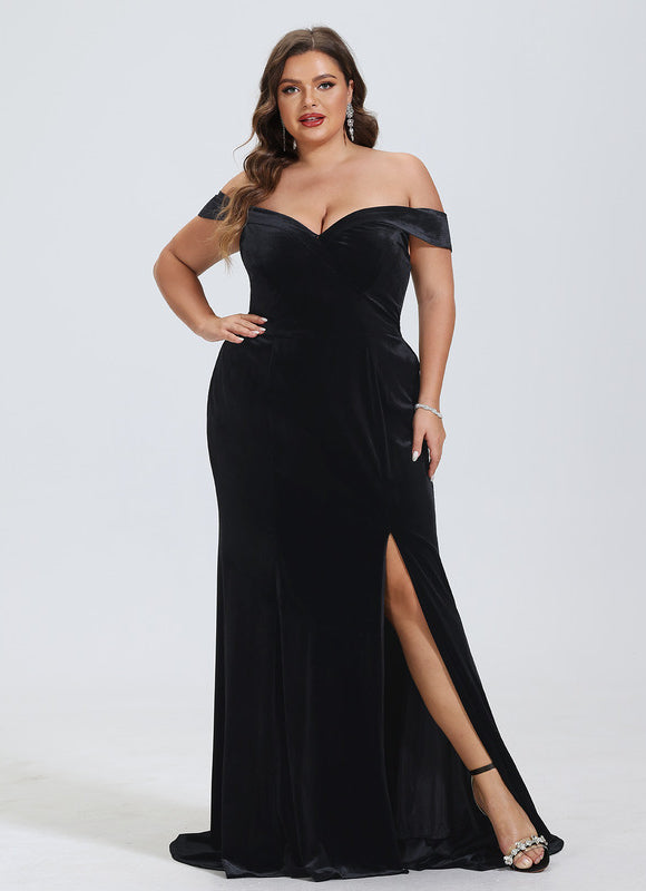 Robe de Soirée Velours Noir Élancé - gallery 4