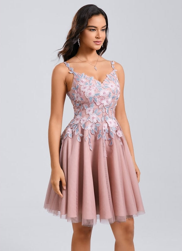 Robe de Soirée Fleurie Rosée - gallery 4