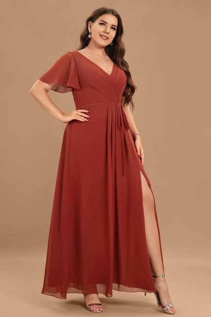 Robe de Soirée Mousseline Beige - gallery 8
