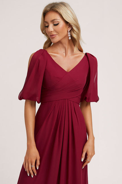 Robe de Soirée Mousseline Beige - gallery 5