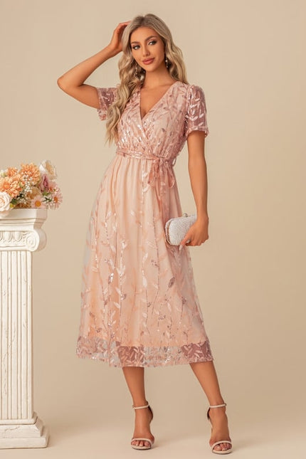 Robe De Soirée Dentelle Rose - gallery 4