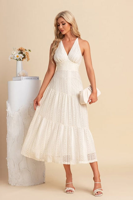 Robe de Soirée Écrue Texturée - gallery 1