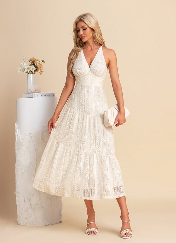 Robe de Soirée Écrue Texturée - gallery 1