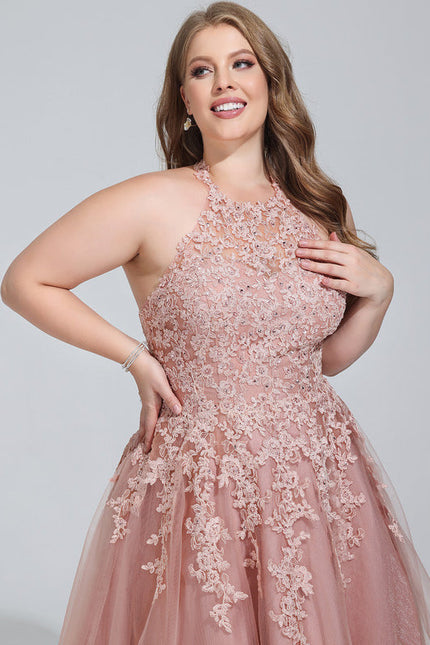 Robe de Soirée Longue Rose Dentelle Tulle Bal De Promo - gallery 9
